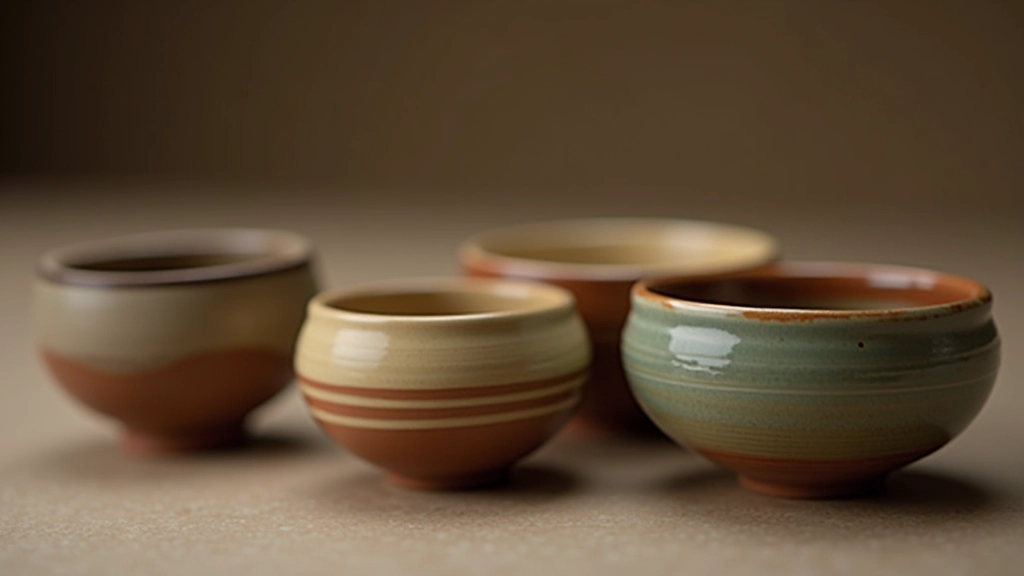 Finished ceramic bowls with different glaze finishes demonstrating matte, glossy, and crystalline surfaces in warm studio lighting