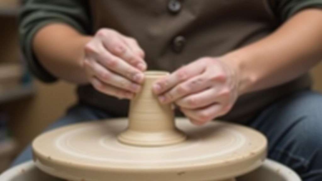 Hands working with clay in hand-building pottery technique